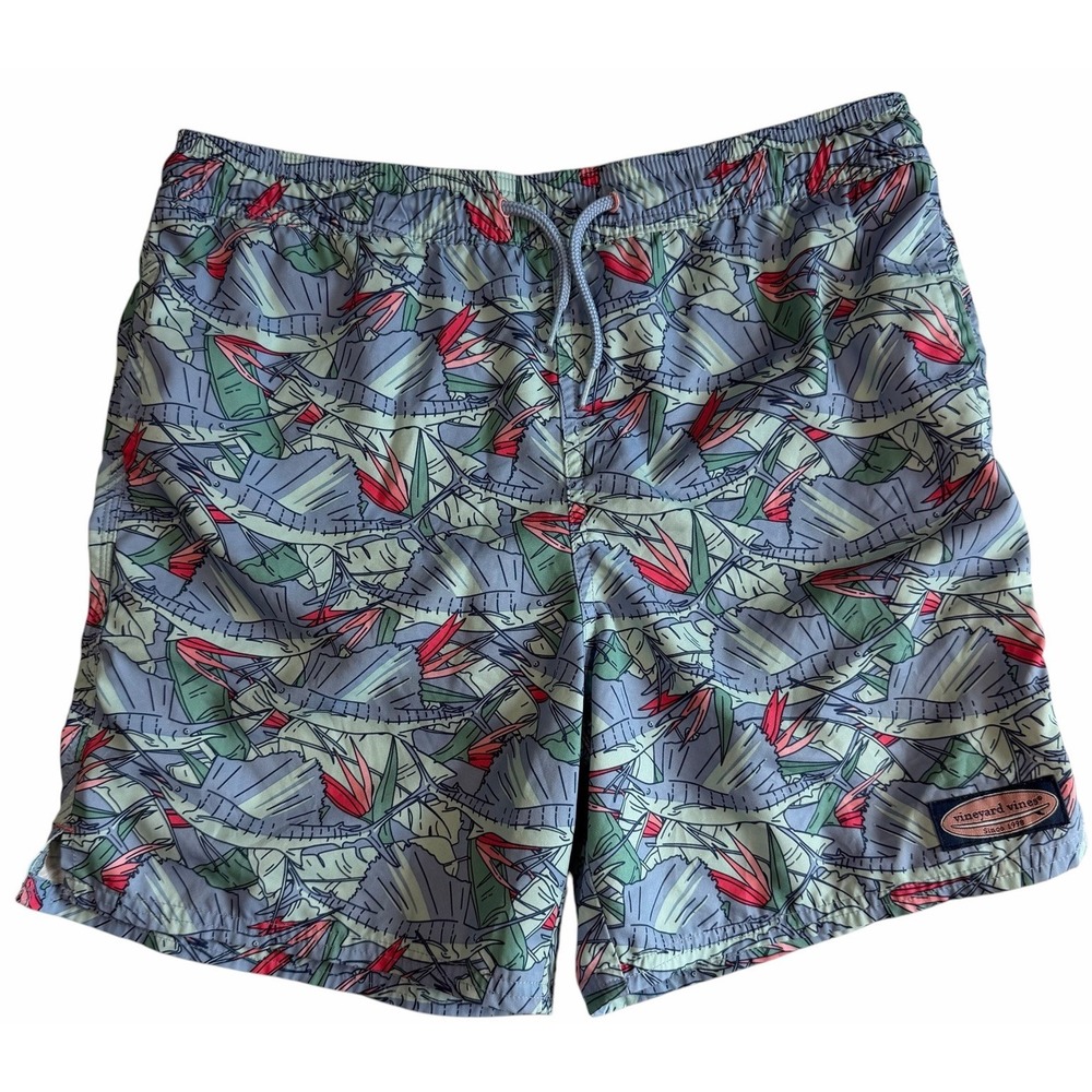 Vineyard Vines Boys Swim Trunks Board Short Sailfish Allover Print Medium 10/12